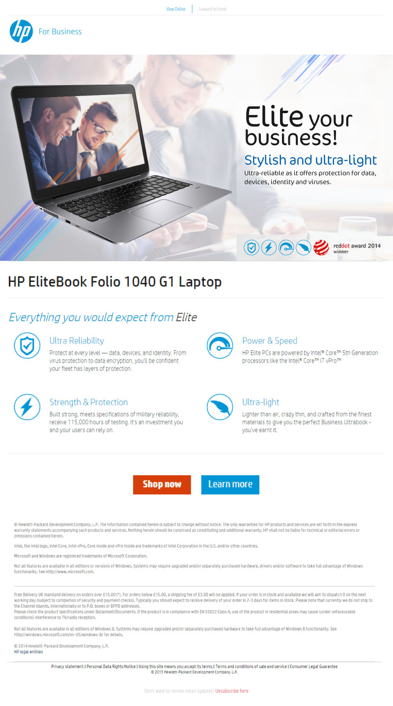 HP Spain EliteBook Folio Laptop - Email