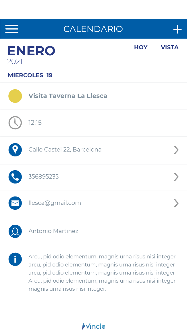 Vincle Agenda Mobile App